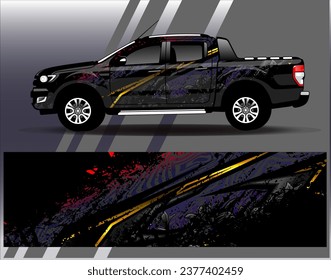 Diseño de envoltura de coches vectorial.Diseño gráfico abstracto de bandas de carreras de fondo para vehículos, carreras, carreras, aventuras y carreras de coches