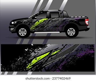 Car wrap design vector.Graphic abstract stripe racing background designs for vehicle, rally, race, adventure and car racing livery