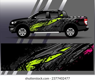 Diseño de envoltura de coches vectorial.Diseño gráfico abstracto de bandas de carreras de fondo para vehículos, carreras, carreras, aventuras y carreras de coches