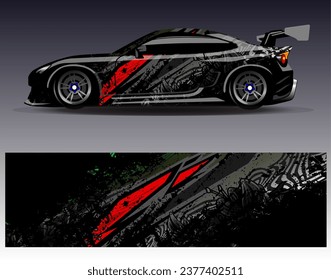 Car wrap design vector.Graphic abstract stripe racing background designs for vehicle, rally, race, adventure and car racing livery