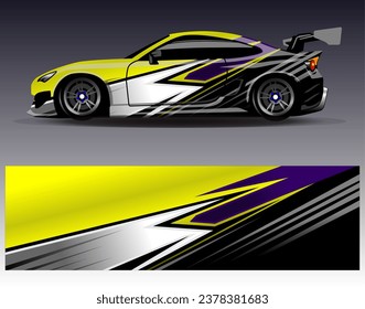 Car wrap design vector.Graphic abstract stripe racing background designs for vehicle, rally, race, adventure and car racing livery