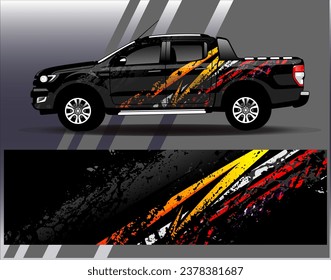 Car wrap design vector.Graphic abstract stripe racing background designs for vehicle, rally, race, adventure and car racing livery