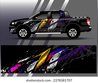 Car wrap design vector.Graphic abstract stripe racing background designs for vehicle, rally, race, adventure and car racing livery