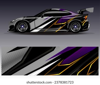 Car wrap design vector.Graphic abstract stripe racing background designs for vehicle, rally, race, adventure and car racing livery