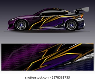 Car wrap design vector.Graphic abstract stripe racing background designs for vehicle, rally, race, adventure and car racing livery