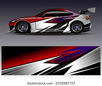 Car wrap design vector.Graphic abstract stripe racing background designs for vehicle, rally, race, adventure and car racing livery