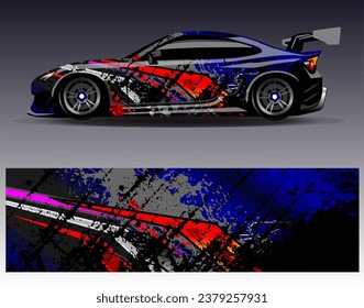Diseño de envoltura de coches vectorial.Diseño gráfico abstracto de bandas de carreras de fondo para vehículos, carreras, carreras, aventuras y carreras de coches