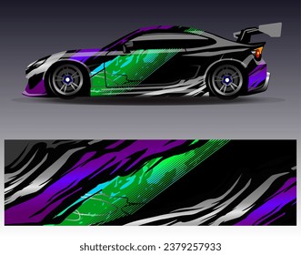 Car wrap design vector.Graphic abstract stripe racing background designs for vehicle, rally, race, adventure and car racing livery