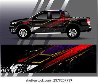 Car wrap design vector.Graphic abstract stripe racing background designs for vehicle, rally, race, adventure and car racing livery