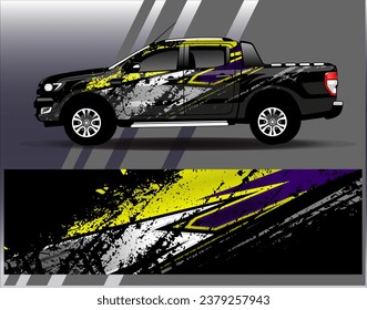 Design der Autoverpackung, Vektorgrafik.Grafische abstrakte Design-Hintergründe für Rennsport, Rallye, Rennen, Abenteuer und Autorennen