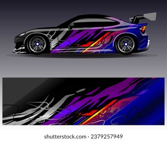 Diseño de envoltura de coches vectorial.Diseño gráfico abstracto de bandas de carreras de fondo para vehículos, carreras, carreras, aventuras y carreras de coches