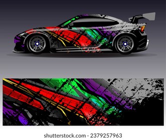 Car wrap design vector.Graphic abstract stripe racing background designs for vehicle, rally, race, adventure and car racing livery