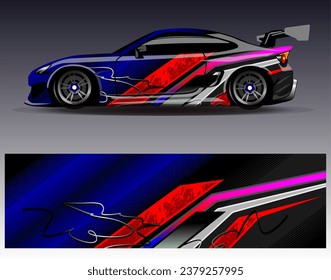 Car wrap design vector.Graphic abstract stripe racing background designs for vehicle, rally, race, adventure and car racing livery