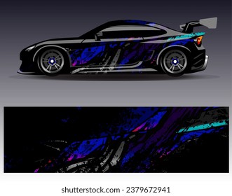 Car wrap design vector.Graphic abstract stripe racing background designs for vehicle, rally, race, adventure and car racing livery