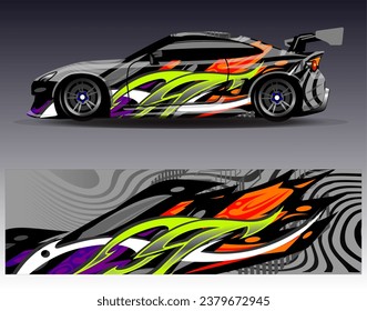 Car wrap design vector.Graphic abstract stripe racing background designs for vehicle, rally, race, adventure and car racing livery