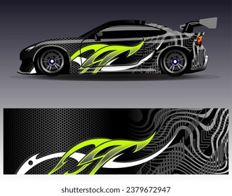 Car wrap design vector.Graphic abstract stripe racing background designs for vehicle, rally, race, adventure and car racing livery