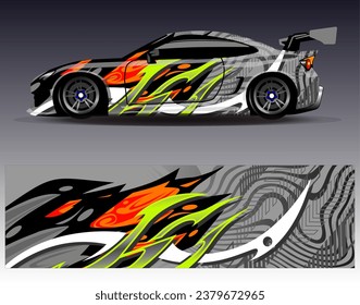 Car wrap design vector.Graphic abstract stripe racing background designs for vehicle, rally, race, adventure and car racing livery