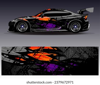 Car wrap design vector.Graphic abstract stripe racing background designs for vehicle, rally, race, adventure and car racing livery