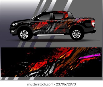 Car wrap design vector.Graphic abstract stripe racing background designs for vehicle, rally, race, adventure and car racing livery