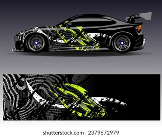 Car wrap design vector.Graphic abstract stripe racing background designs for vehicle, rally, race, adventure and car racing livery
