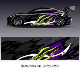 Car wrap design vector.Graphic abstract stripe racing background designs for vehicle, rally, race, adventure and car racing livery