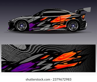 Car wrap design vector.Graphic abstract stripe racing background designs for vehicle, rally, race, adventure and car racing livery