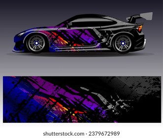 Design der Autoverpackung, Vektorgrafik.Grafische abstrakte Design-Hintergründe für Rennsport, Rallye, Rennen, Abenteuer und Autorennen