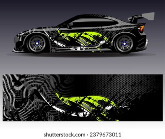 Car wrap design vector.Graphic abstract stripe racing background designs for vehicle, rally, race, adventure and car racing livery