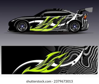 Car wrap design vector.Graphic abstract stripe racing background designs for vehicle, rally, race, adventure and car racing livery