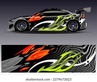 Diseño de envoltura de coches vectorial.Diseño gráfico abstracto de bandas de carreras de fondo para vehículos, carreras, carreras, aventuras y carreras de coches
