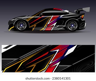 Car wrap design vector.Graphic abstract stripe racing background designs for vehicle, rally, race, adventure and car racing livery