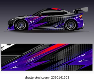 Car wrap design vector.Graphic abstract stripe racing background designs for vehicle, rally, race, adventure and car racing livery