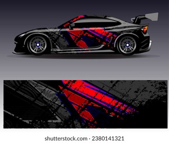 Diseño de envoltura de coches vectorial.Diseño gráfico abstracto de bandas de carreras de fondo para vehículos, carreras, carreras, aventuras y carreras de coches