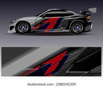 Car wrap design vector.Graphic abstract stripe racing background designs for vehicle, rally, race, adventure and car racing livery