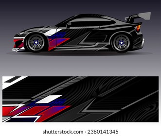 Diseño de envoltura de coches vectorial.Diseño gráfico abstracto de bandas de carreras de fondo para vehículos, carreras, carreras, aventuras y carreras de coches