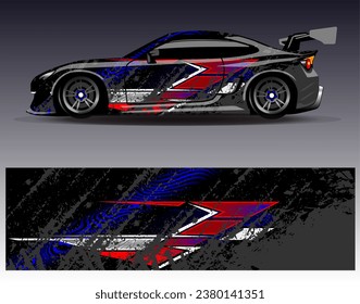 Diseño de envoltura de coches vectorial.Diseño gráfico abstracto de bandas de carreras de fondo para vehículos, carreras, carreras, aventuras y carreras de coches