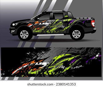 Car wrap design vector.Graphic abstract stripe racing background designs for vehicle, rally, race, adventure and car racing livery