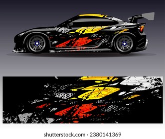 Car wrap design vector.Graphic abstract stripe racing background designs for vehicle, rally, race, adventure and car racing livery