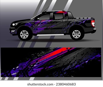 Car wrap design vector.Graphic abstract stripe racing background designs for vehicle, rally, race, adventure and car racing livery
