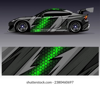 Car wrap design vector.Graphic abstract stripe racing background designs for vehicle, rally, race, adventure and car racing livery