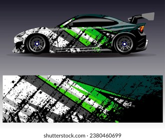 Diseño de envoltura de coches vectorial.Diseño gráfico abstracto de bandas de carreras de fondo para vehículos, carreras, carreras, aventuras y carreras de coches