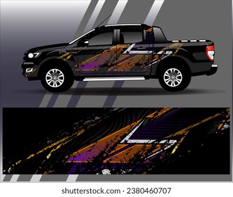 Diseño de envoltura de coches vectorial.Diseño gráfico abstracto de bandas de carreras de fondo para vehículos, carreras, carreras, aventuras y carreras de coches
