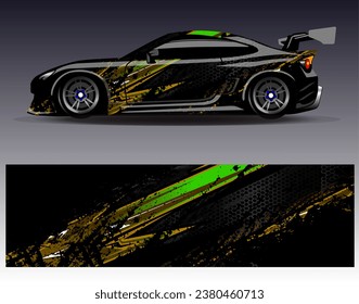 Design der Autoverpackung, Vektorgrafik.Grafische abstrakte Design-Hintergründe für Rennsport, Rallye, Rennen, Abenteuer und Autorennen