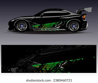 Car wrap design vector.Graphic abstract stripe racing background designs for vehicle, rally, race, adventure and car racing livery