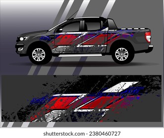 Diseño de envoltura de coches vectorial.Diseño gráfico abstracto de bandas de carreras de fondo para vehículos, carreras, carreras, aventuras y carreras de coches