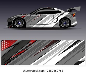 Diseño de envoltura de coches vectorial.Diseño gráfico abstracto de bandas de carreras de fondo para vehículos, carreras, carreras, aventuras y carreras de coches