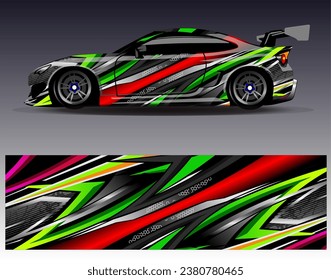 Car wrap design vector.Graphic abstract stripe racing background designs for vehicle, rally, race, adventure and car racing livery