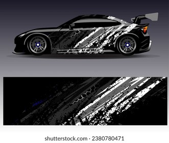 Car wrap design vector.Graphic abstract stripe racing background designs for vehicle, rally, race, adventure and car racing livery
