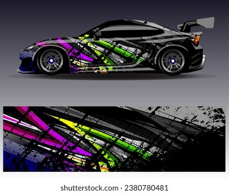 Car wrap design vector.Graphic abstract stripe racing background designs for vehicle, rally, race, adventure and car racing livery