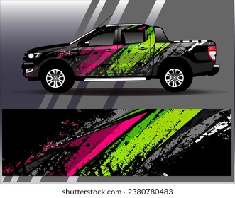 Diseño de envoltura de coches vectorial.Diseño gráfico abstracto de bandas de carreras de fondo para vehículos, carreras, carreras, aventuras y carreras de coches